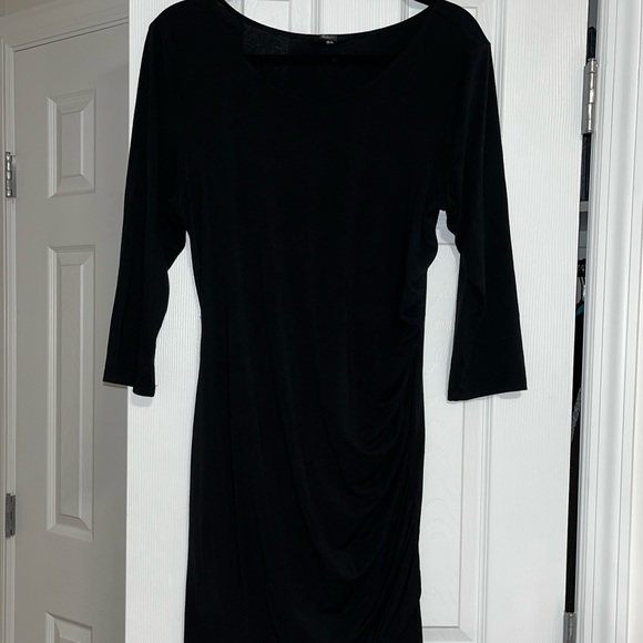 H&M Black cotton long sleeve dress with side cinching size L - Picture 2 of 6